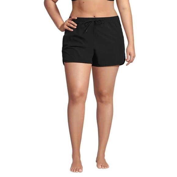 Lands' End Size 2X 22W Black Hybrid Swim Shorts w Brief Liner & 20" Outseam - Picture 1 of 6
